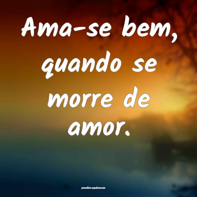 Ama-se bem, quando se morre de amor.
 ...