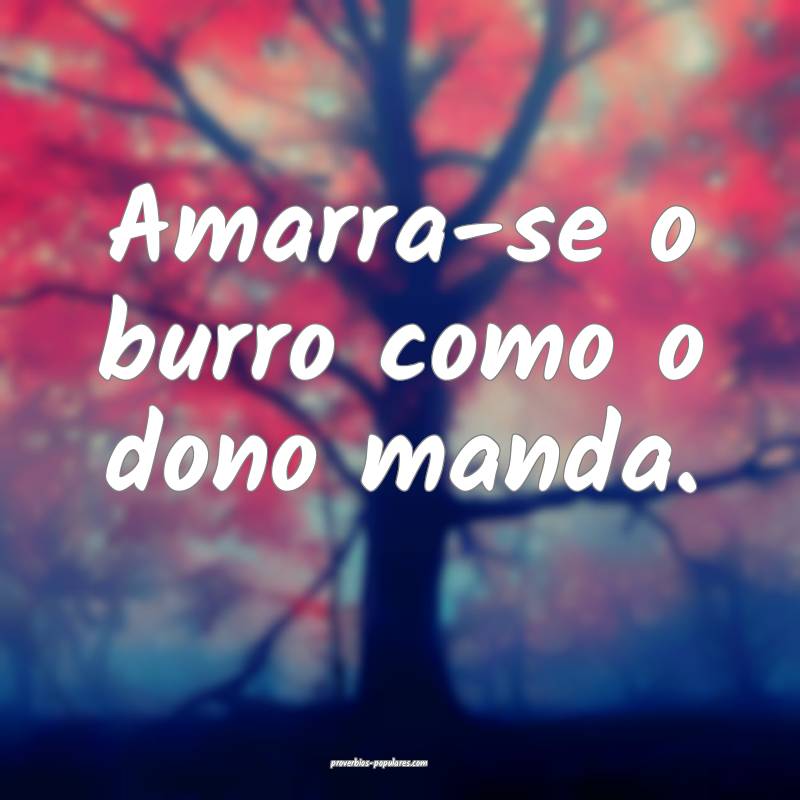 Amarra-se o burro como o dono manda.
...