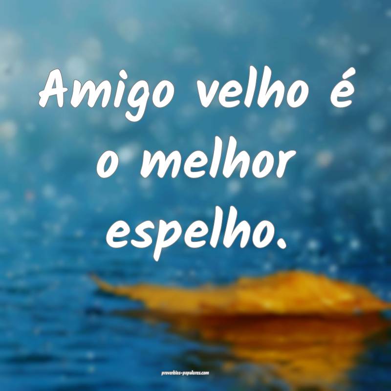 Amigo velho é o melhor espelho.
...