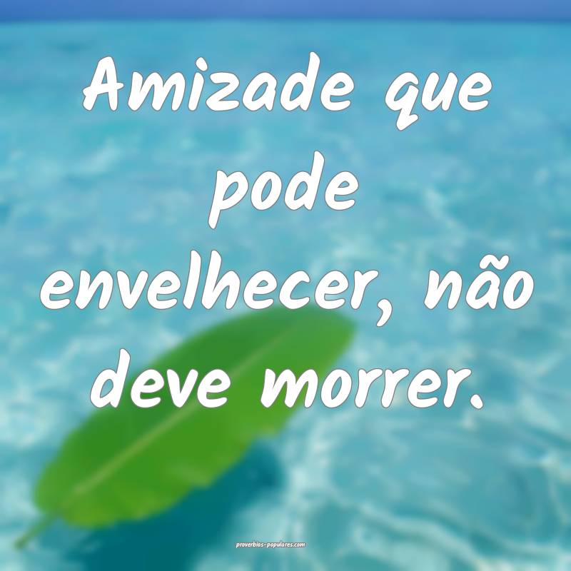 Amizade que pode envelhecer, não deve morrer.
...