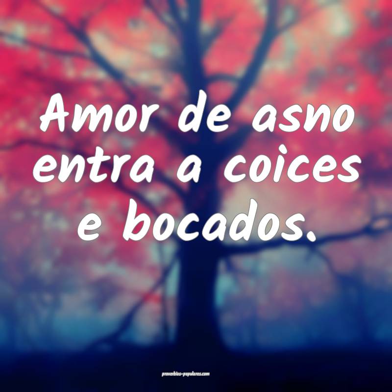 Amor de asno entra a coices e bocados.
...