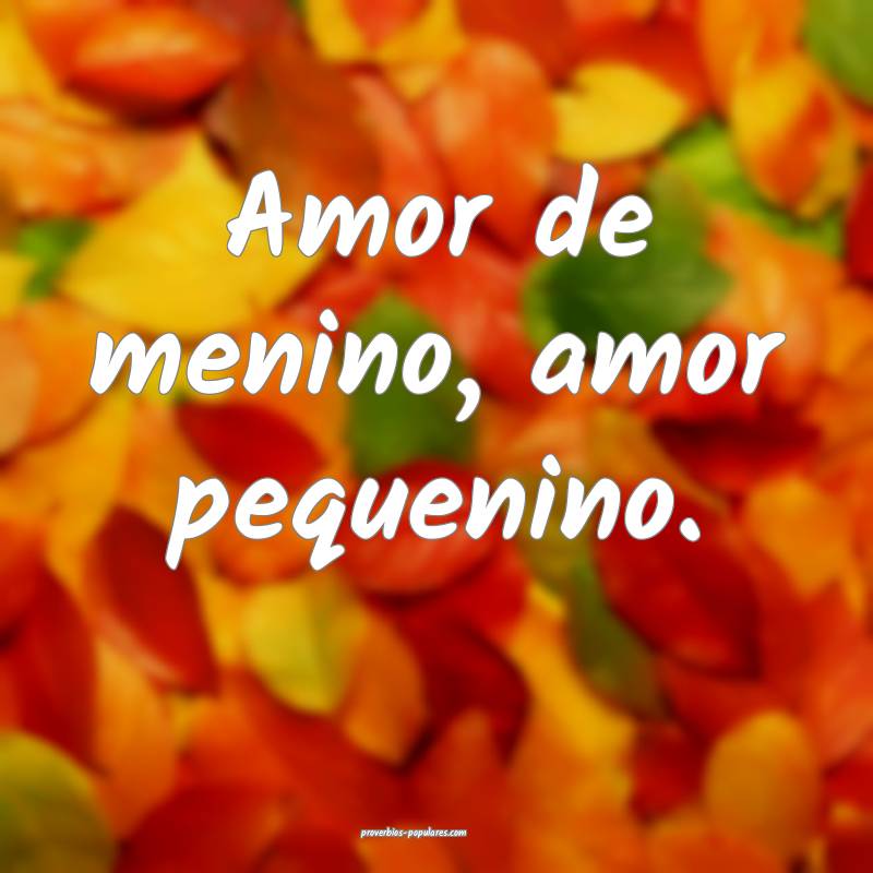 Amor de menino, amor pequenino.
...