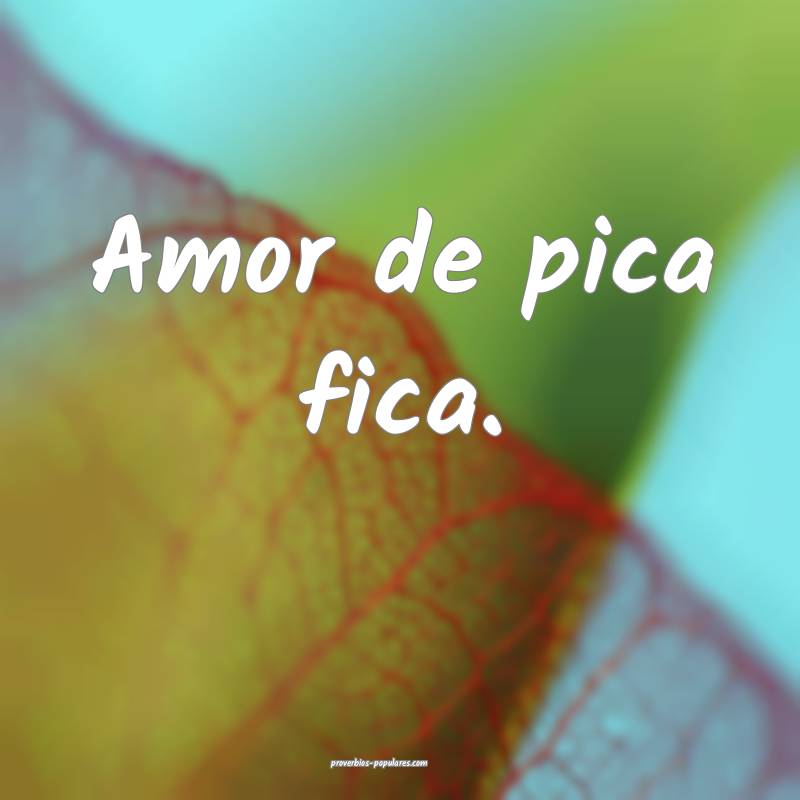 Amor de pica fica.
 ...