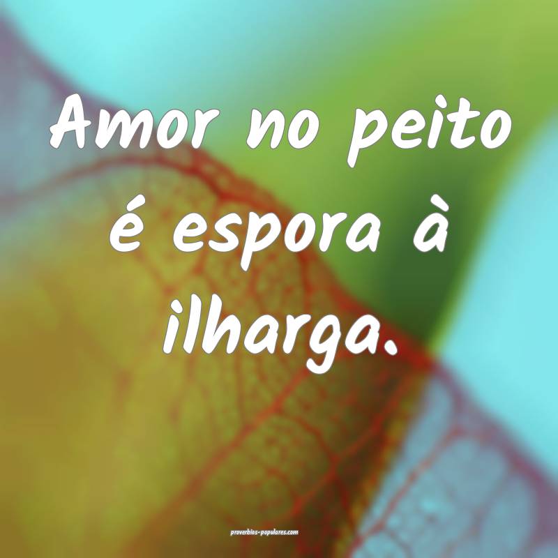 Amor no peito é espora à ilharga.
 ...