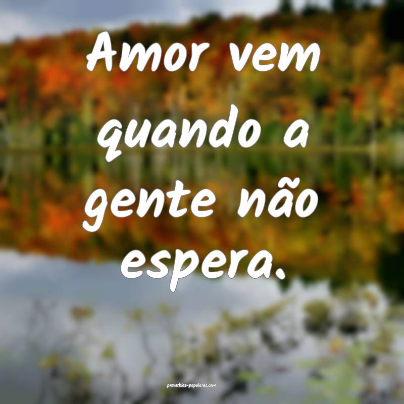 Amor vem quando a gente não espera.
...