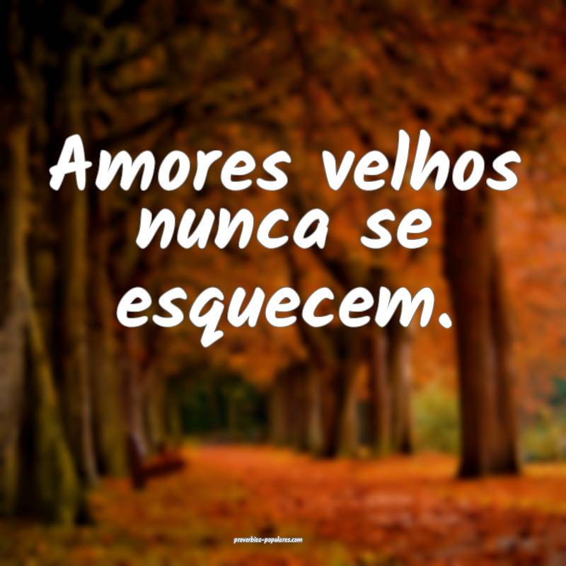 Amores velhos nunca se esquecem.
...