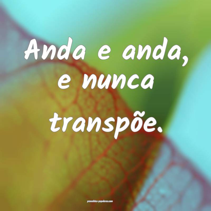 Anda e anda, e nunca transpõe.
...