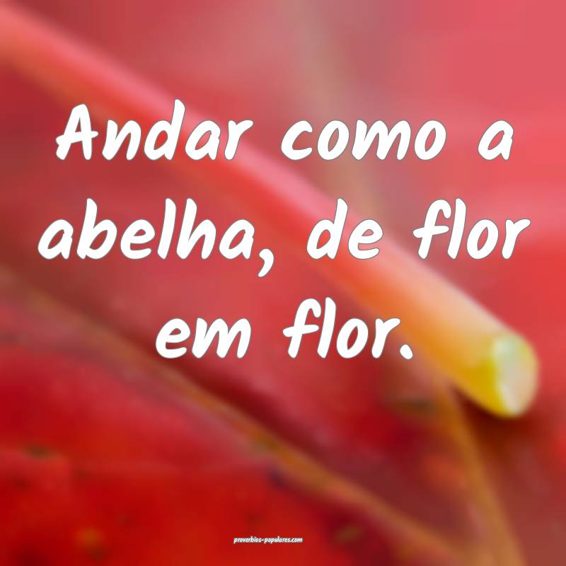Andar como a abelha, de flor em flor.
...