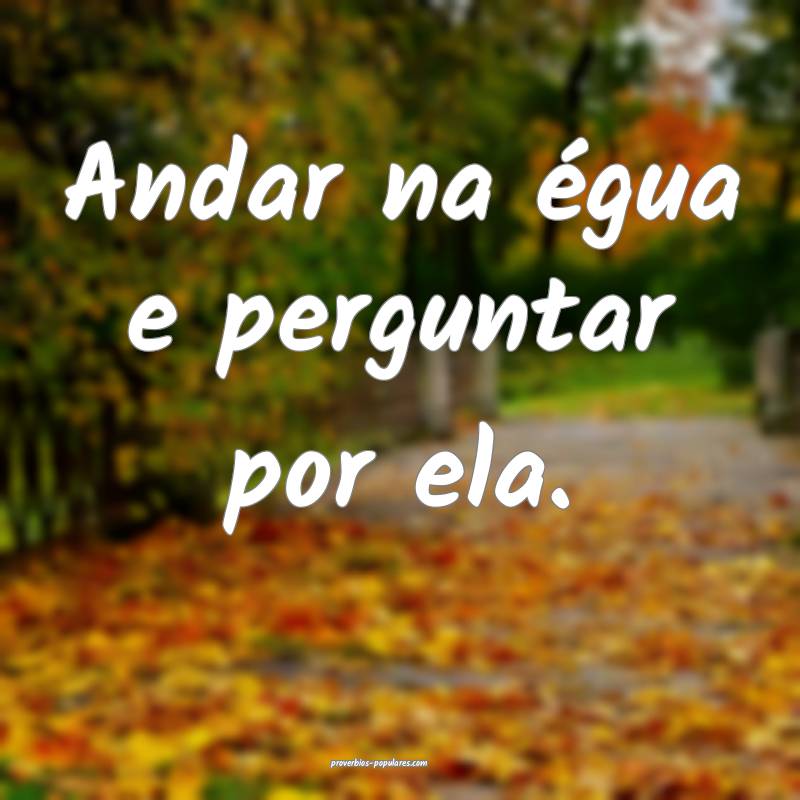 Andar na égua e perguntar por ela.
...