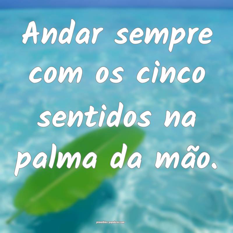Andar sempre com os cinco sentidos na palma da mã ...