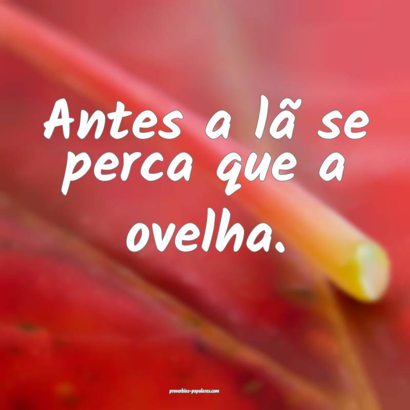 Antes a lã se perca que a ovelha.
 ...