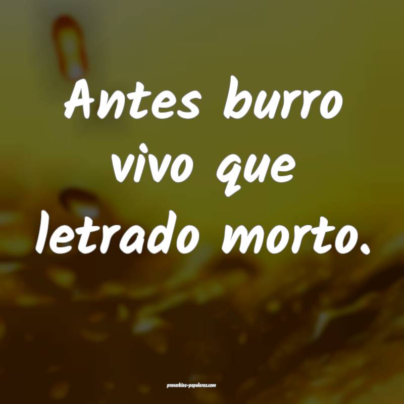 Antes burro vivo que letrado morto.
...