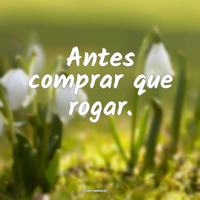 Antes comprar que rogar.
...