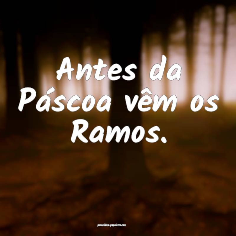 Antes da Páscoa vêm os Ramos.
...
