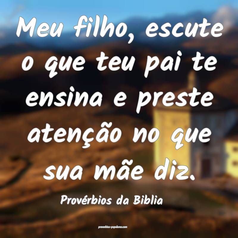 Meu filho, escute o que teu pai te ensina e preste atenção no que su...