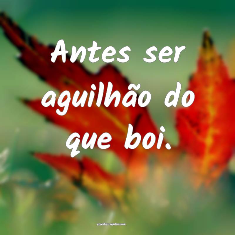 Antes ser aguilhão do que boi.
...