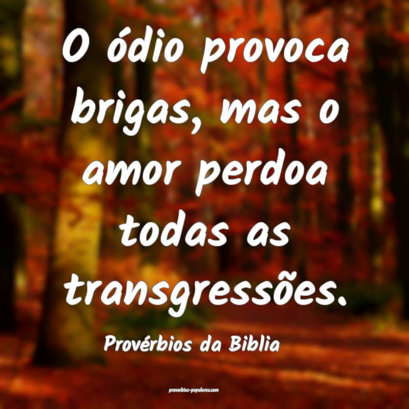 Provérbios da Biblia - O ódio provoca brigas, ma ...