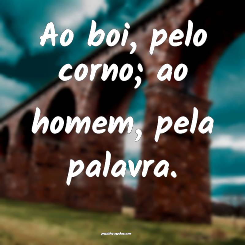 Ao boi, pelo corno; ao homem, pela palavra.
...