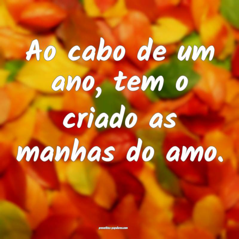 Ao cabo de um ano, tem o criado as manhas do amo.
 ...