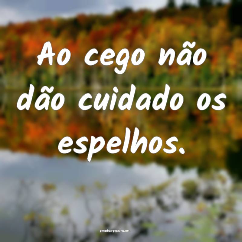 Ao cego não dão cuidado os espelhos.
...
