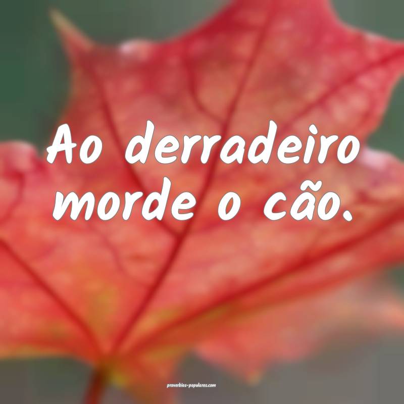 Ao derradeiro morde o cão.
 ...