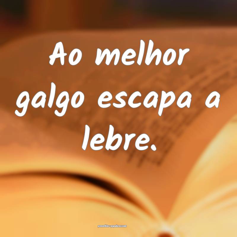 Ao melhor galgo escapa a lebre.
...