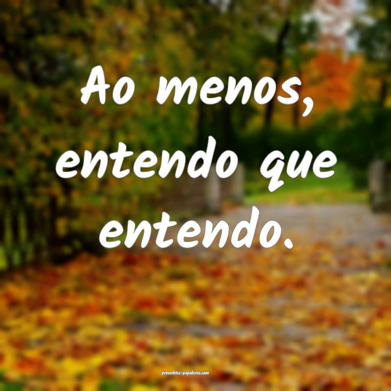 Ao menos, entendo que entendo.
...