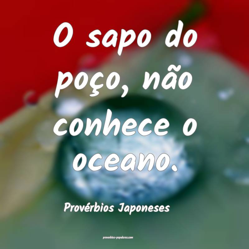 Provérbios Japoneses - O sapo do poço, não conh ...