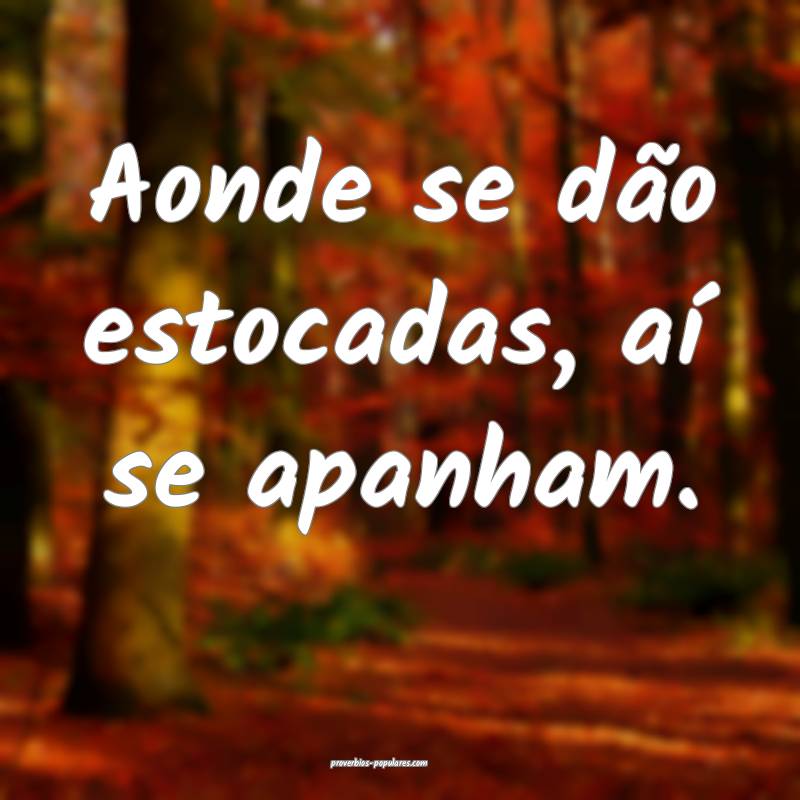 Aonde se dão estocadas, aí se apanham.
...