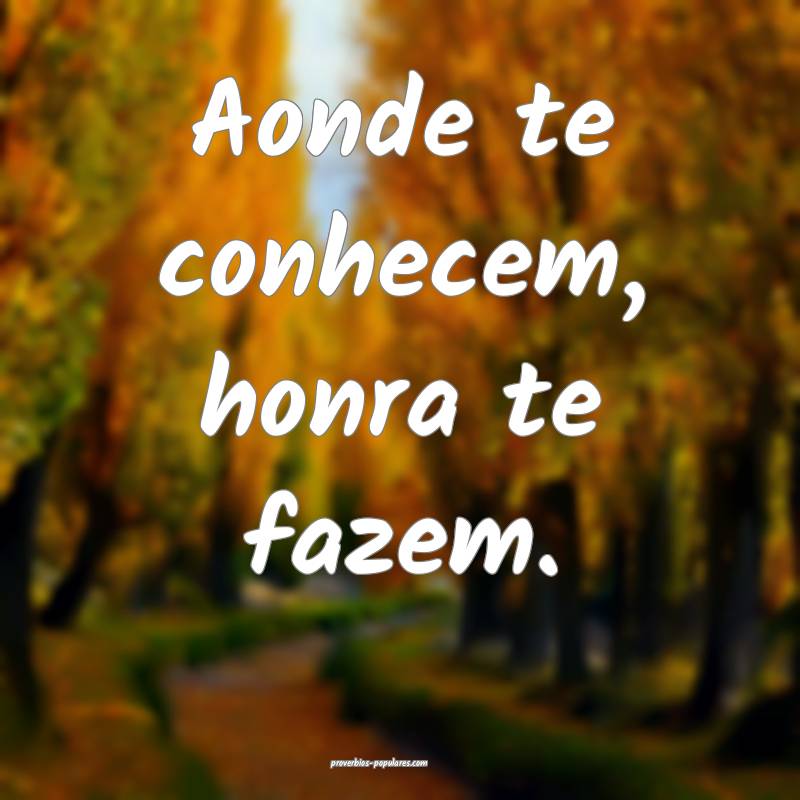 Aonde te conhecem, honra te fazem.
...