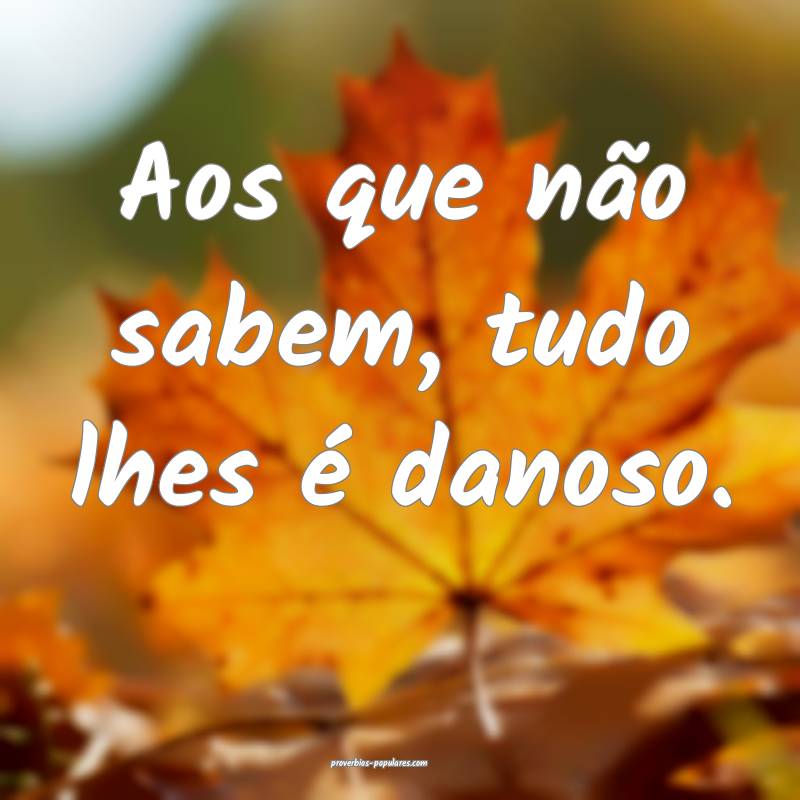 Aos que não sabem, tudo lhes é danoso.
...