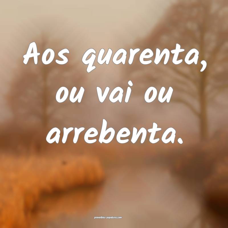 Aos quarenta, ou vai ou arrebenta.
 ...