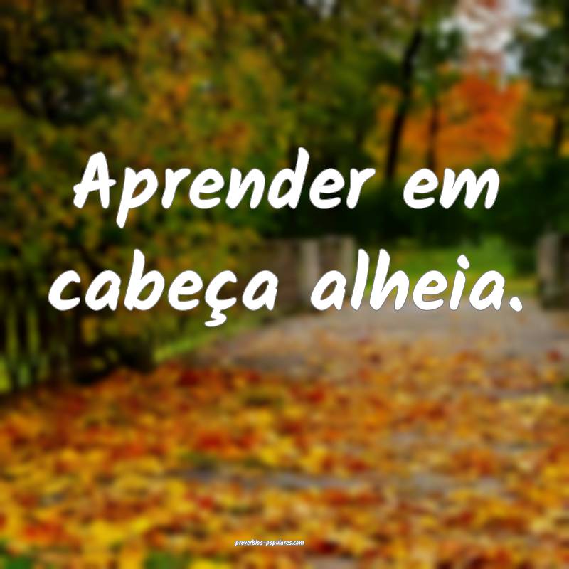 Aprender em cabeça alheia.
 ...
