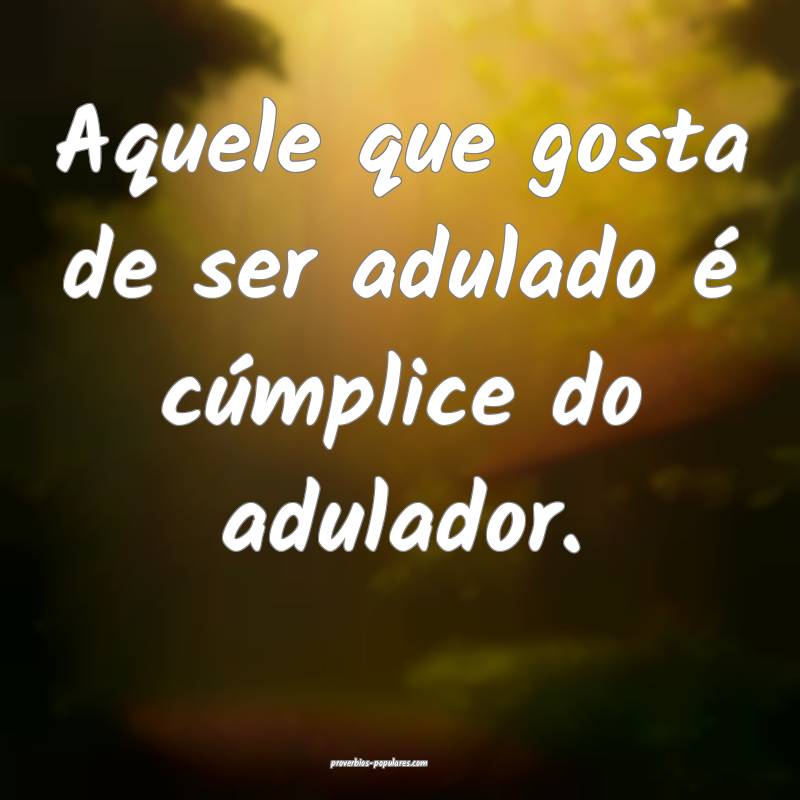 Aquele que gosta de ser adulado é cúmplice do ad ...