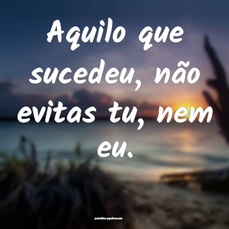 Aquilo que sucedeu, não evitas tu, nem eu.
 ...