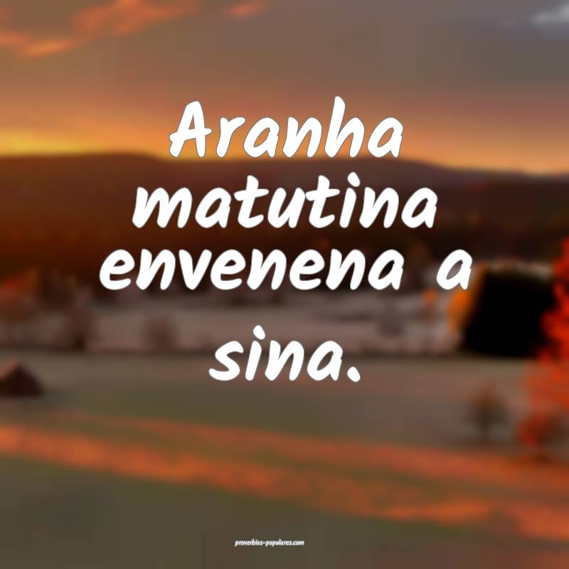 Aranha matutina envenena a sina.
...