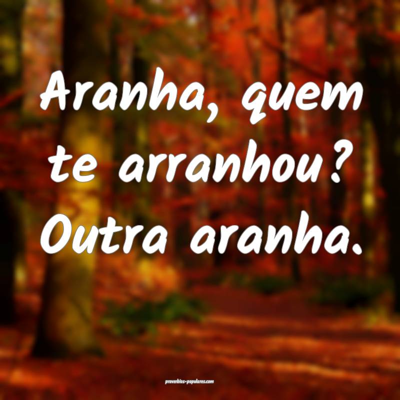 Aranha, quem te arranhou? Outra aranha.
...