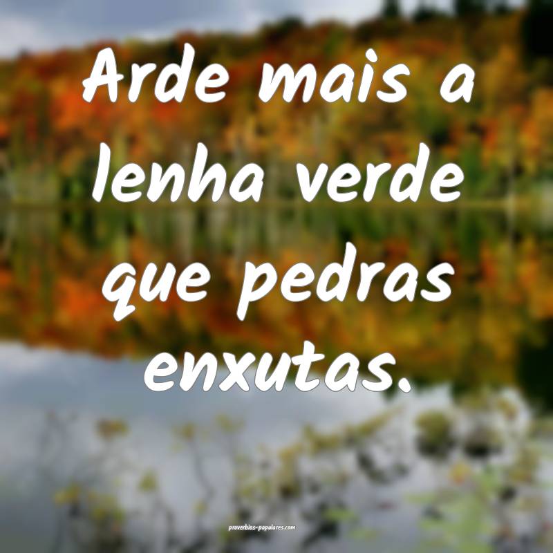 Arde mais a lenha verde que pedras enxutas.
...