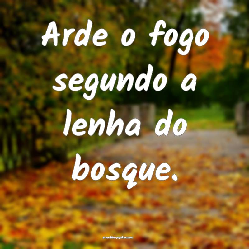 Arde o fogo segundo a lenha do bosque.
...