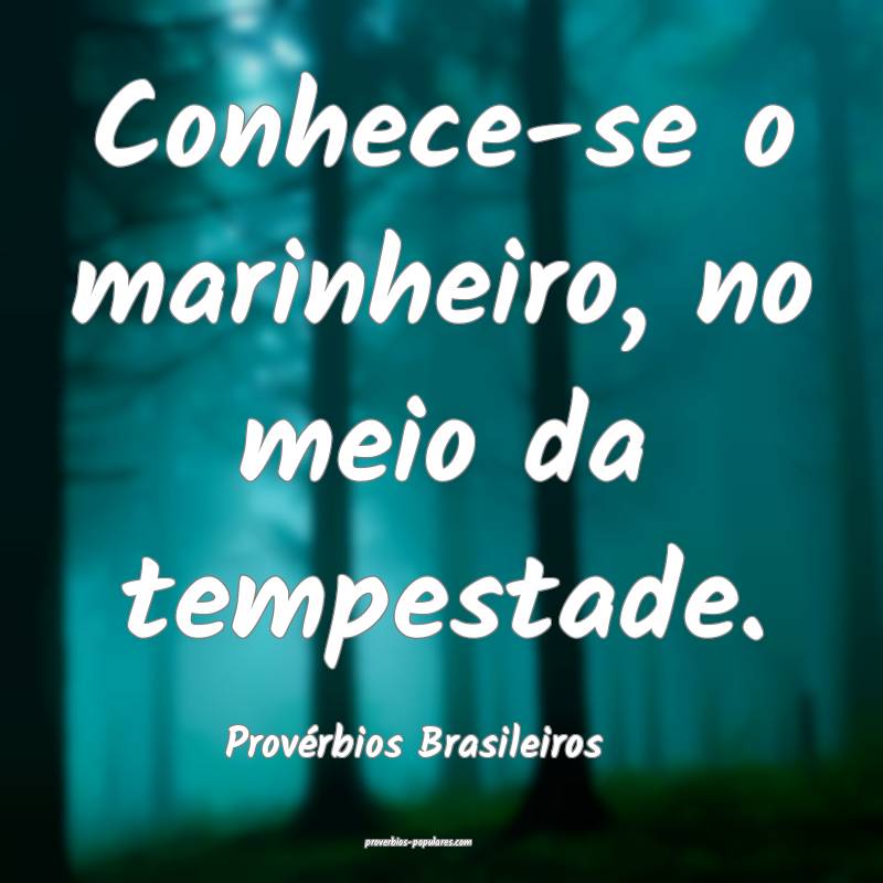 Conhece-se o marinheiro, no meio da tempestade.
...