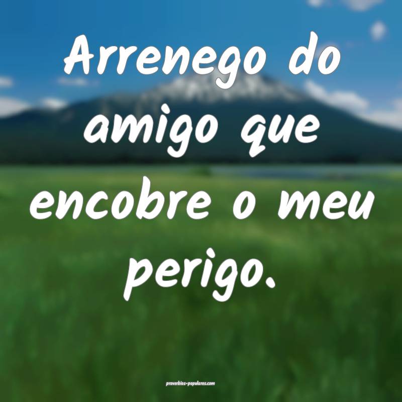Arrenego do amigo que encobre o meu perigo.
...