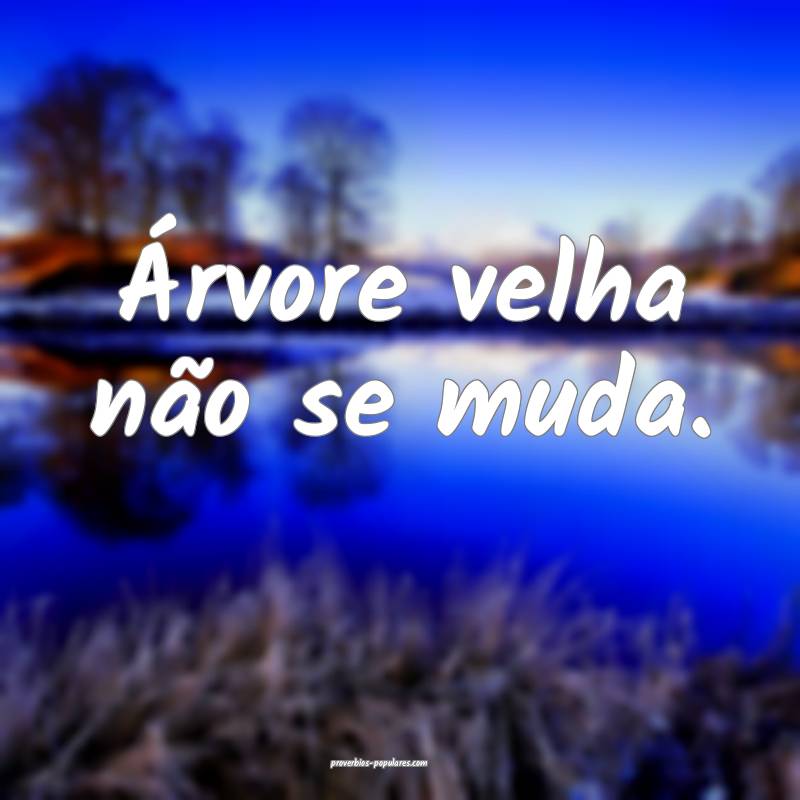 Árvore velha não se muda.
...