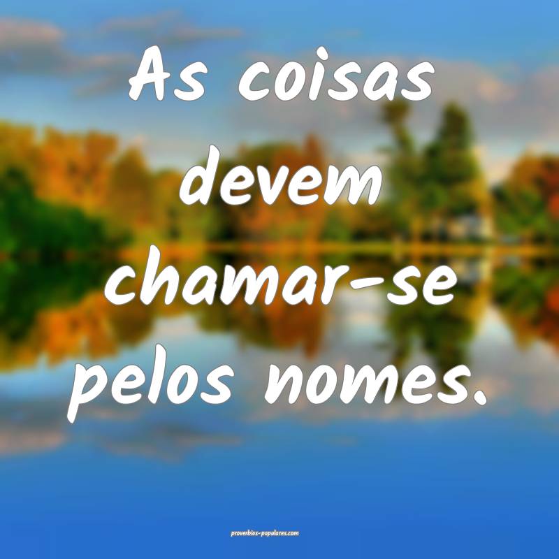 As coisas devem chamar-se pelos nomes.
...