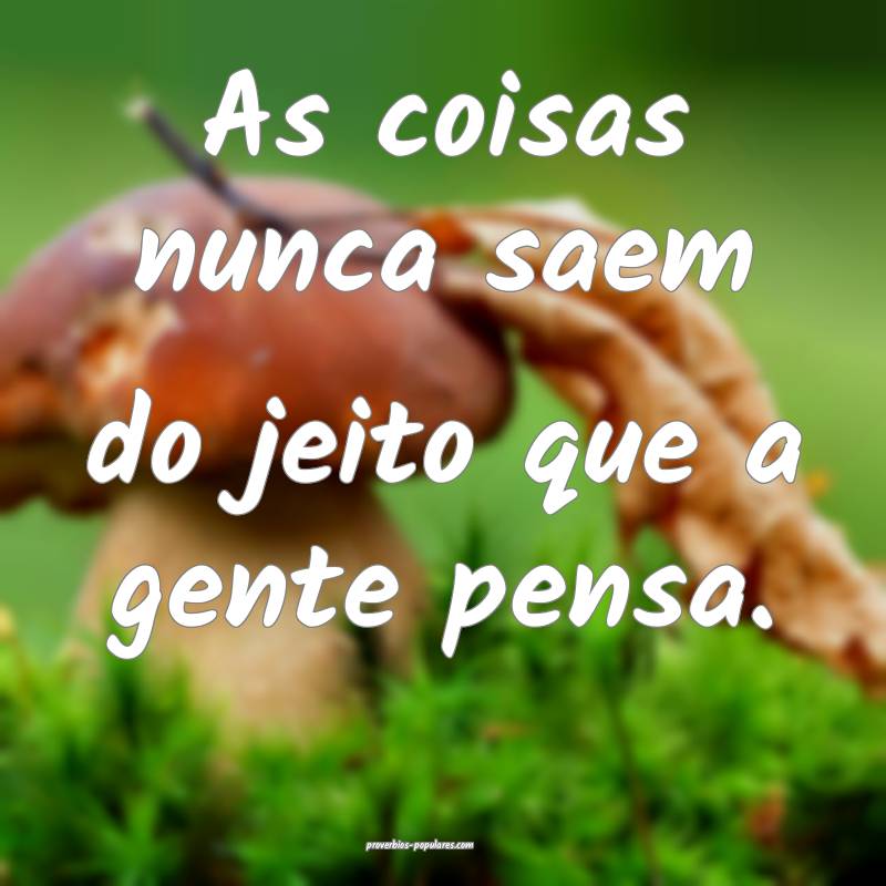 As coisas nunca saem do jeito que a gente pensa.
...