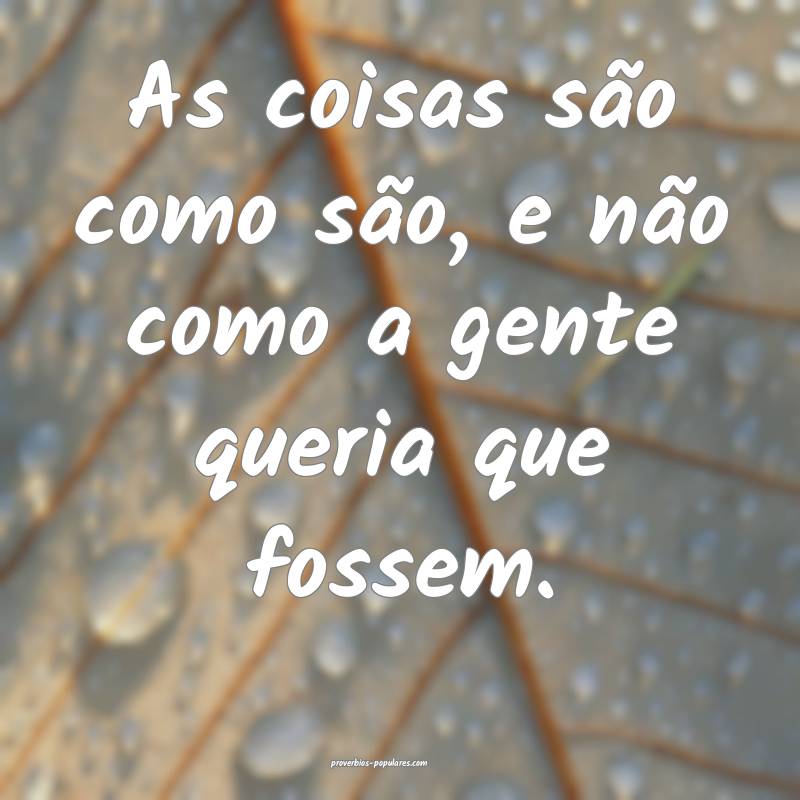 As coisas são como são, e não como a gente queria que fossem.
...