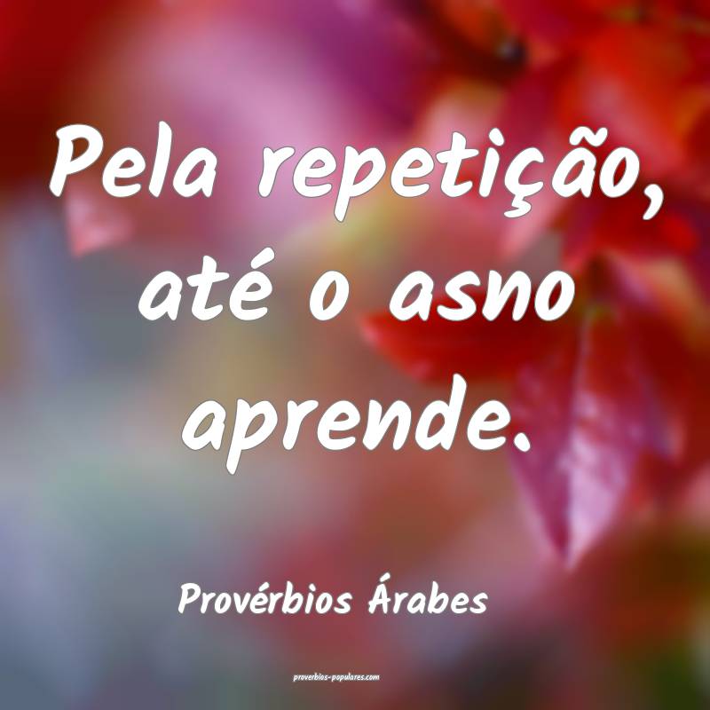 Pela repetição, até o asno aprende.
...