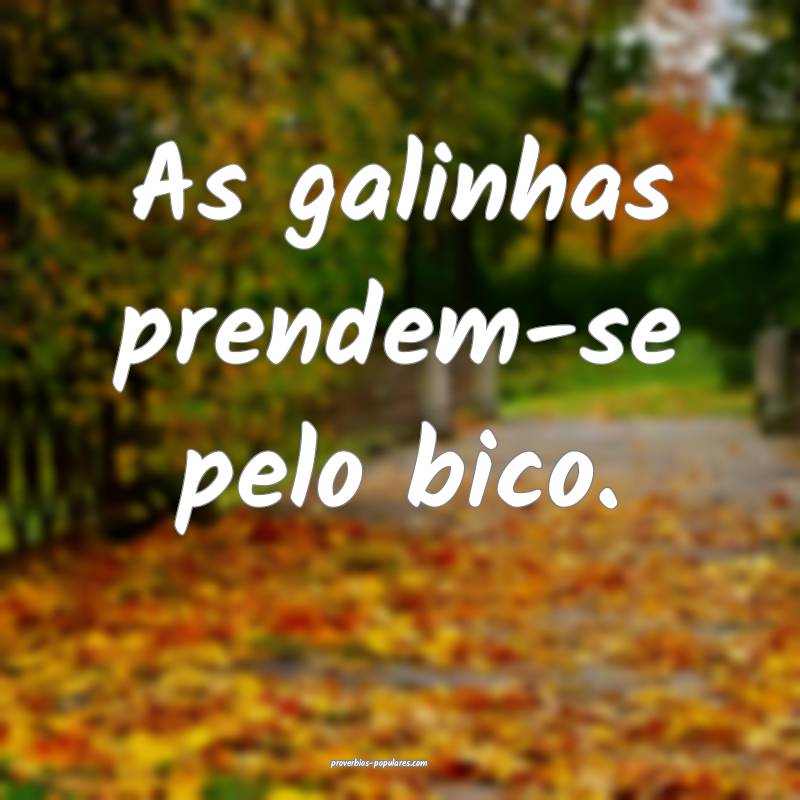 As galinhas prendem-se pelo bico.
...