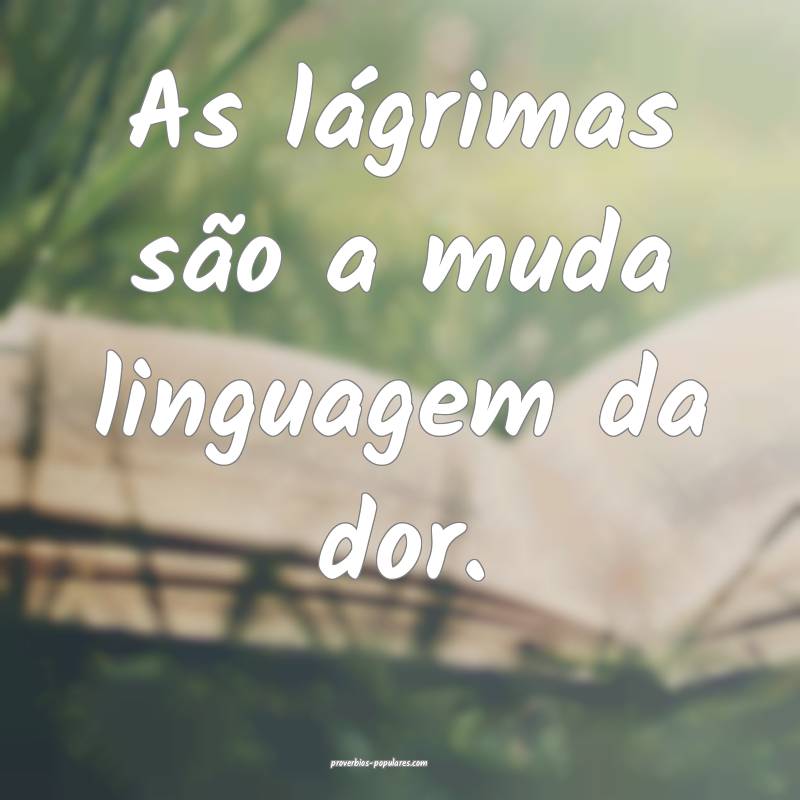 As lágrimas são a muda linguagem da dor.
...