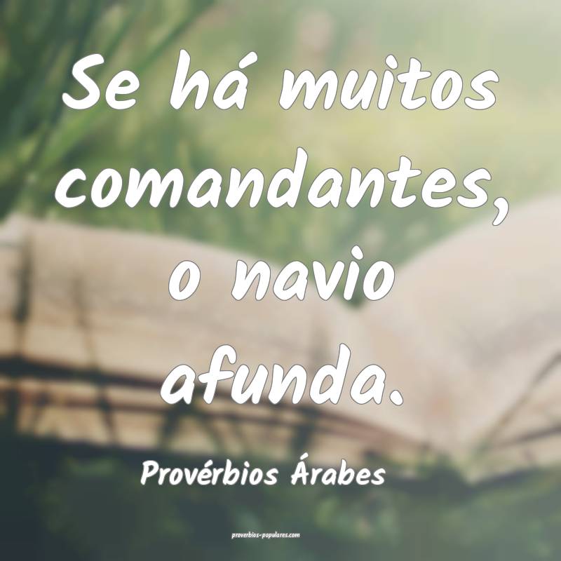 Se há muitos comandantes, o navio afunda.
...