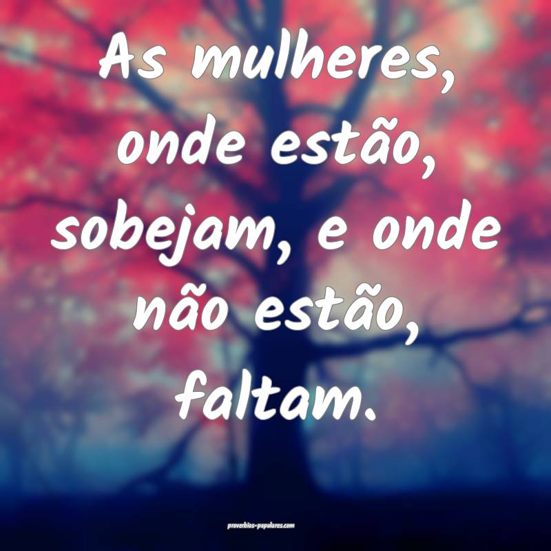 As mulheres, onde estão, sobejam, e onde não est ...